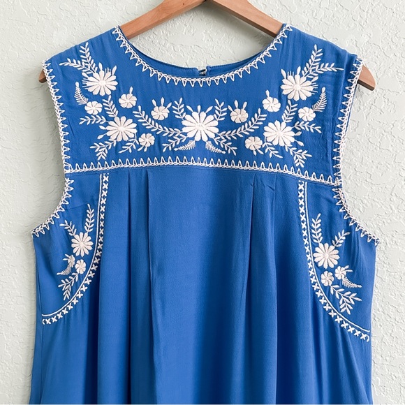 Urban Outfitters•Little White Lies•Blue Boho Embroidered Shift Dress - Picture 5 of 13